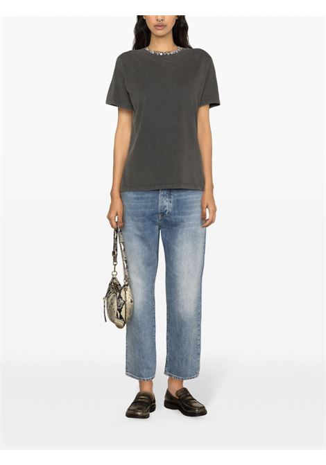 Grey crystal-embellished cotton T-shirt Golden goose - women GOLDEN GOOSE | GWP01220P00067060318